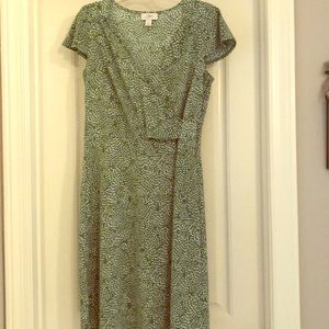 Green floral wrap dress